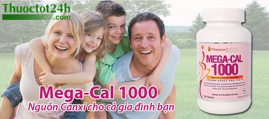 Mega Cal 1000 thêm canxi xương chắc khoẻ nguồn Canxi cho cả gia đình