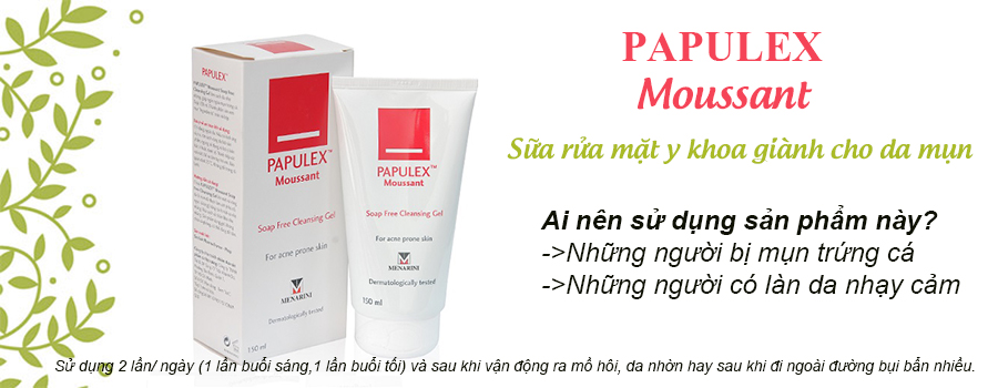 Papulex moussant sữa rửa mặt y khoa giành cho da mụn